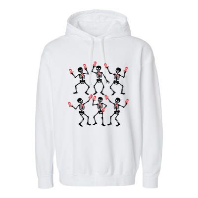 Breast Cancer Dancing Skeleton Pin.K Ribbon Halloween 2024 Garment-Dyed Fleece Hoodie