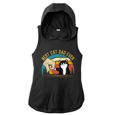 Best Cat Dad Ever Tee Funny Cat Daddy Father's Day Ladies PosiCharge Tri-Blend Wicking Draft Hoodie Tank