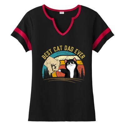 Best Cat Dad Ever Tee Funny Cat Daddy Father's Day Ladies Halftime Notch Neck Tee