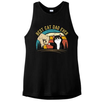 Best Cat Dad Ever Tee Funny Cat Daddy Father's Day Ladies PosiCharge Tri-Blend Wicking Tank