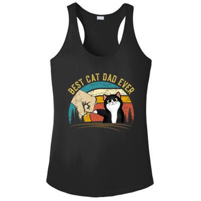 Best Cat Dad Ever Tee Funny Cat Daddy Father's Day Ladies PosiCharge Competitor Racerback Tank