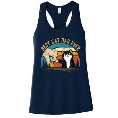 Best Cat Dad Ever Tee Funny Cat Daddy Father's Day Women's Racerback Tank