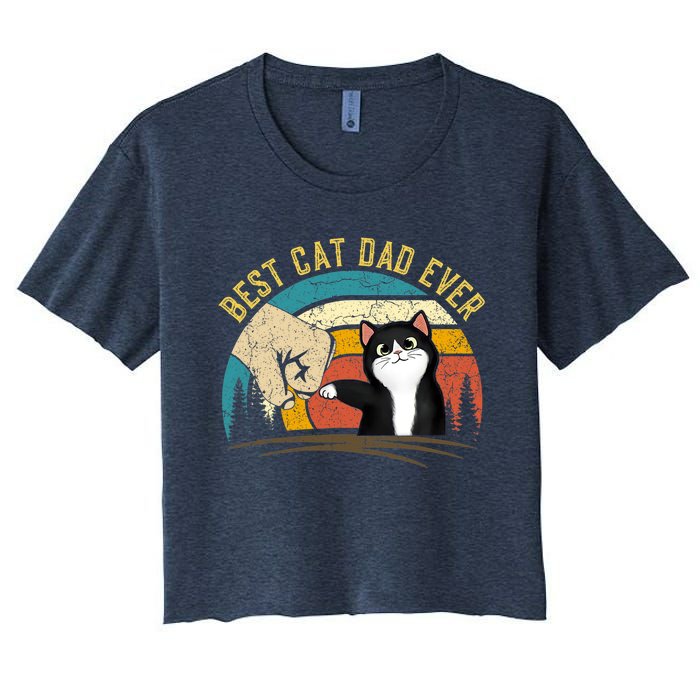 Best Cat Dad Ever Tee Funny Cat Daddy Father's Day Women's Crop Top Tee