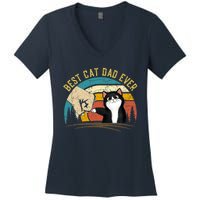 Best Cat Dad Ever Tee Funny Cat Daddy Father's Day Women's V-Neck T-Shirt