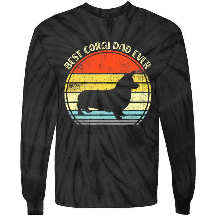 Best Corgi Dad Ever Design Tie-Dye Long Sleeve Shirt