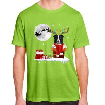 Border Collie Dog Chimney Ugly Christmas Lights Xmas Pajamas Funny Gift Adult ChromaSoft Performance T-Shirt