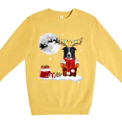 Border Collie Dog Chimney Ugly Christmas Lights Xmas Pajamas Funny Gift Premium Crewneck Sweatshirt