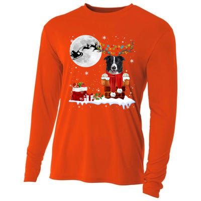 Border Collie Dog Chimney Ugly Christmas Lights Xmas Pajamas Funny Gift Cooling Performance Long Sleeve Crew