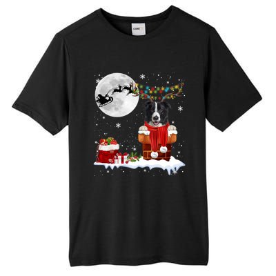 Border Collie Dog Chimney Ugly Christmas Lights Xmas Pajamas Funny Gift Tall Fusion ChromaSoft Performance T-Shirt