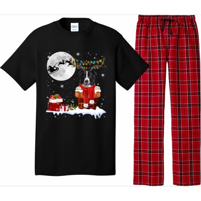 Border Collie Dog Chimney Ugly Christmas Lights Xmas Pajamas Funny Gift Pajama Set