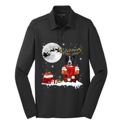 Border Collie Dog Chimney Ugly Christmas Lights Xmas Pajamas Funny Gift Silk Touch Performance Long Sleeve Polo