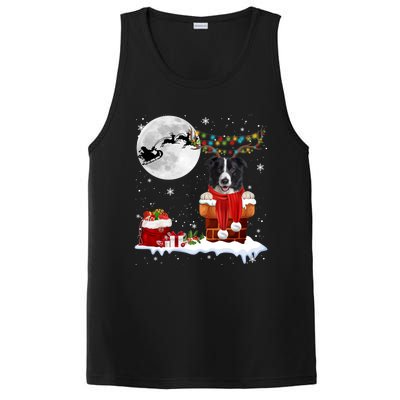 Border Collie Dog Chimney Ugly Christmas Lights Xmas Pajamas Funny Gift PosiCharge Competitor Tank