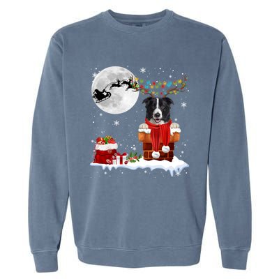 Border Collie Dog Chimney Ugly Christmas Lights Xmas Pajamas Funny Gift Garment-Dyed Sweatshirt