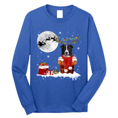 Border Collie Dog Chimney Ugly Christmas Lights Xmas Pajamas Funny Gift Long Sleeve Shirt