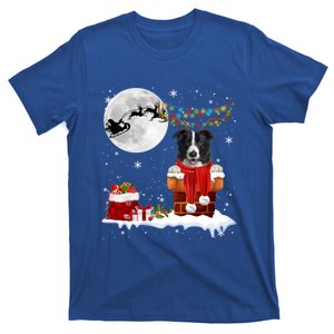 Border Collie Dog Chimney Ugly Christmas Lights Xmas Pajamas Funny Gift T-Shirt