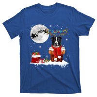 Border Collie Dog Chimney Ugly Christmas Lights Xmas Pajamas Funny Gift T-Shirt