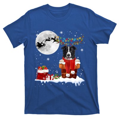 Border Collie Dog Chimney Ugly Christmas Lights Xmas Pajamas Funny Gift T-Shirt