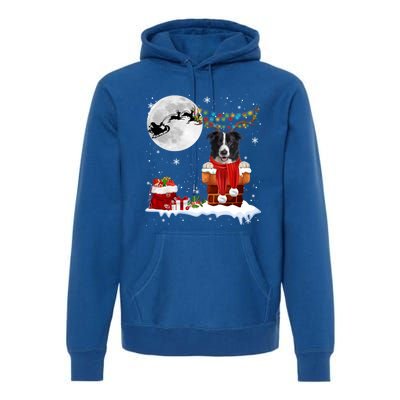 Border Collie Dog Chimney Ugly Christmas Lights Xmas Pajamas Funny Gift Premium Hoodie