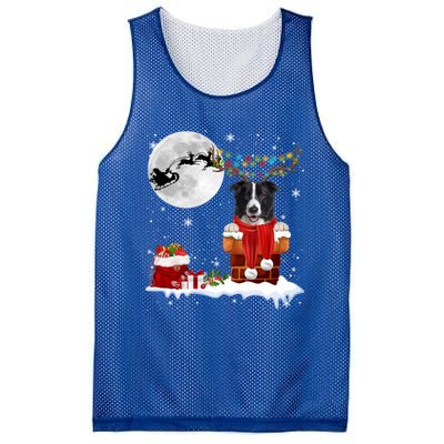 Border Collie Dog Chimney Ugly Christmas Lights Xmas Pajamas Funny Gift Mesh Reversible Basketball Jersey Tank