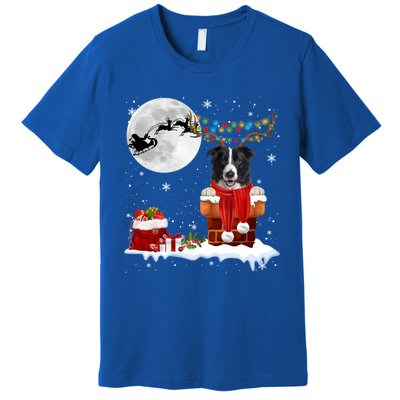 Border Collie Dog Chimney Ugly Christmas Lights Xmas Pajamas Funny Gift Premium T-Shirt