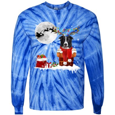 Border Collie Dog Chimney Ugly Christmas Lights Xmas Pajamas Funny Gift Tie-Dye Long Sleeve Shirt