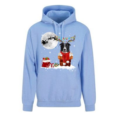 Border Collie Dog Chimney Ugly Christmas Lights Xmas Pajamas Funny Gift Unisex Surf Hoodie