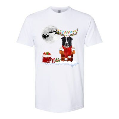 Border Collie Dog Chimney Ugly Christmas Lights Xmas Pajamas Funny Gift Softstyle CVC T-Shirt