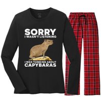 Best Capybara Design For Pet Rodent Capybara Women's Long Sleeve Flannel Pajama Set 