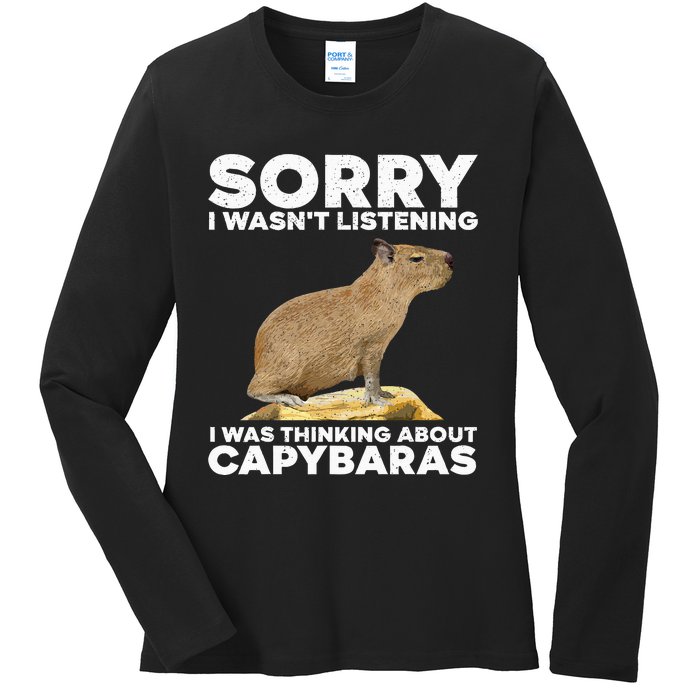 Best Capybara Design For Pet Rodent Capybara Ladies Long Sleeve Shirt