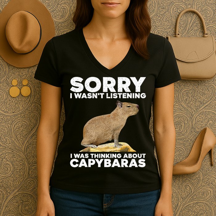 Best Capybara Design For Pet Rodent Capybara Women's V-Neck T-Shirt