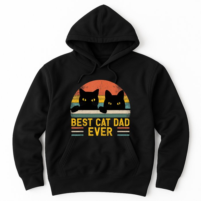 Best Cat Dad Ever Vintage Retro Style Black Cats Lover TShirt Hoodie