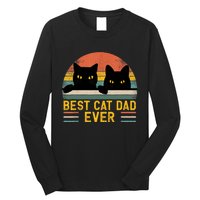 Best Cat Dad Ever Vintage Retro Style Black Cats Lover TShirt Long Sleeve Shirt