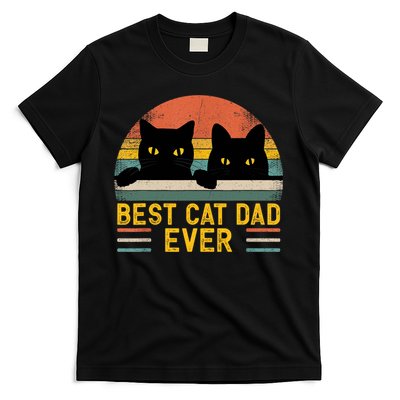 Best Cat Dad Ever Vintage Retro Style Black Cats Lover TShirt T-Shirt