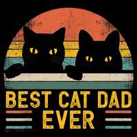 Best Cat Dad Ever Vintage Retro Style Black Cats Lover TShirt T-Shirt