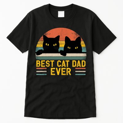 Best Cat Dad Ever Vintage Retro Style Black Cats Lover TShirt Tall T-Shirt