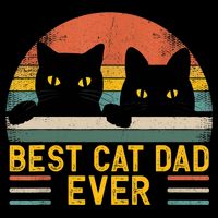 Best Cat Dad Ever Vintage Retro Style Black Cats Lover TShirt Button