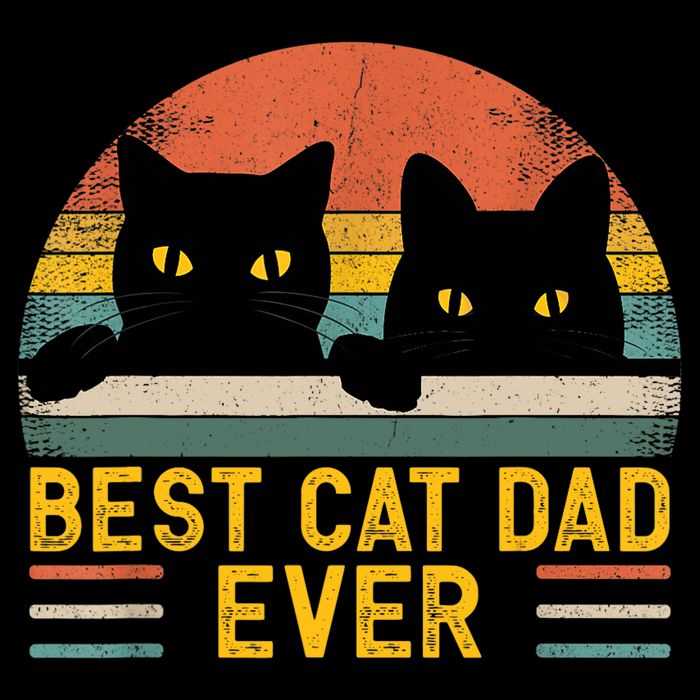 Best Cat Dad Ever Vintage Retro Style Black Cats Lover TShirt Button
