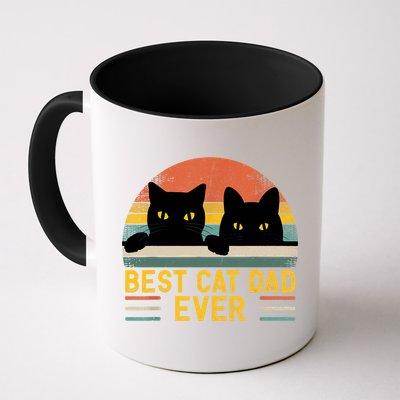 Best Cat Dad Ever Vintage Retro Style Black Cats Lover TShirt Mug