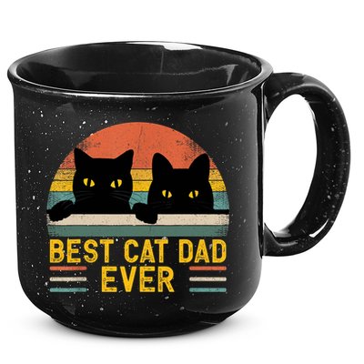 Best Cat Dad Ever Vintage Retro Style Black Cats Lover TShirt 15oz Campfire Ceramic Mug