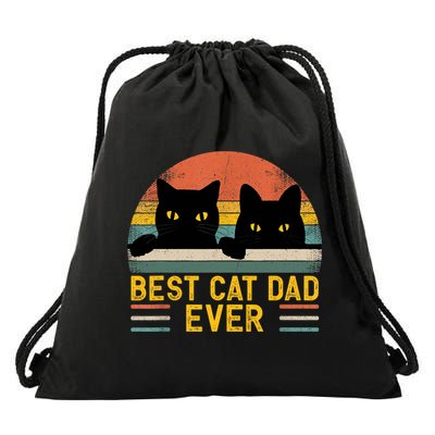 Best Cat Dad Ever Vintage Retro Style Black Cats Lover TShirt Drawstring Bag
