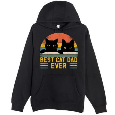 Best Cat Dad Ever Vintage Retro Style Black Cats Lover TShirt Premium Pullover Hoodie