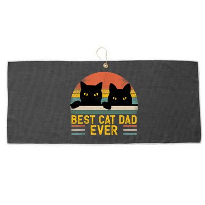 Best Cat Dad Ever Vintage Retro Style Black Cats Lover TShirt Large Microfiber Waffle Golf Towel