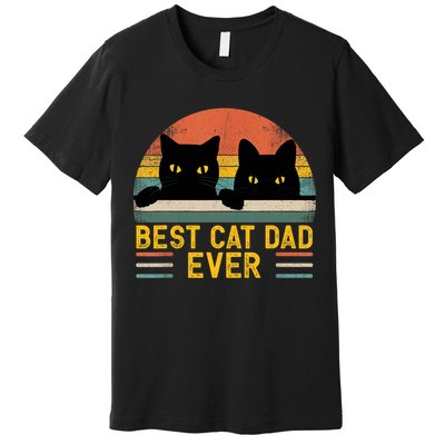 Best Cat Dad Ever Vintage Retro Style Black Cats Lover TShirt Premium T-Shirt