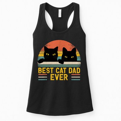 Best Cat Dad Ever Vintage Retro Style Black Cats Lover TShirt Womens Tank Top