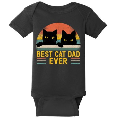 Best Cat Dad Ever Vintage Retro Style Black Cats Lover TShirt Baby Bodysuit