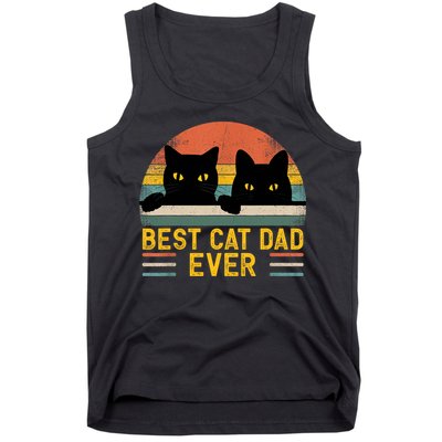 Best Cat Dad Ever Vintage Retro Style Black Cats Lover TShirt Tank Top