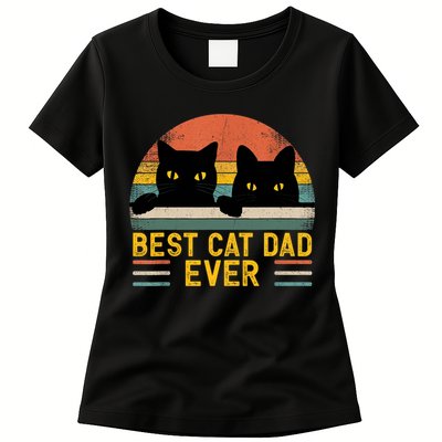 Best Cat Dad Ever Vintage Retro Style Black Cats Lover TShirt Womens T-Shirt