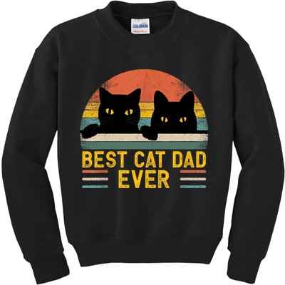 Best Cat Dad Ever Vintage Retro Style Black Cats Lover TShirt Kids Sweatshirt