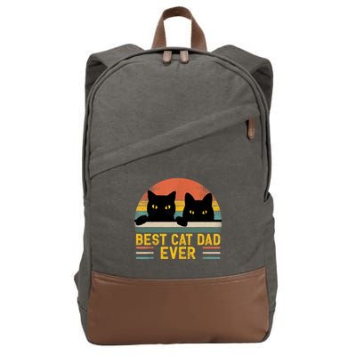 Best Cat Dad Ever Vintage Retro Style Black Cats Lover TShirt Cotton Canvas Backpack