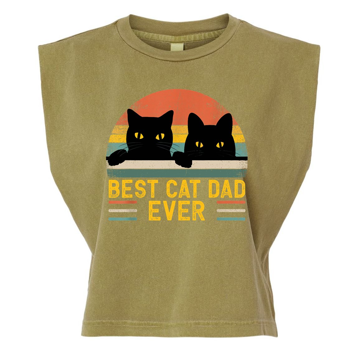 Best Cat Dad Ever Vintage Retro Style Black Cats Lover TShirt Garment-Dyed Women's Muscle Tee